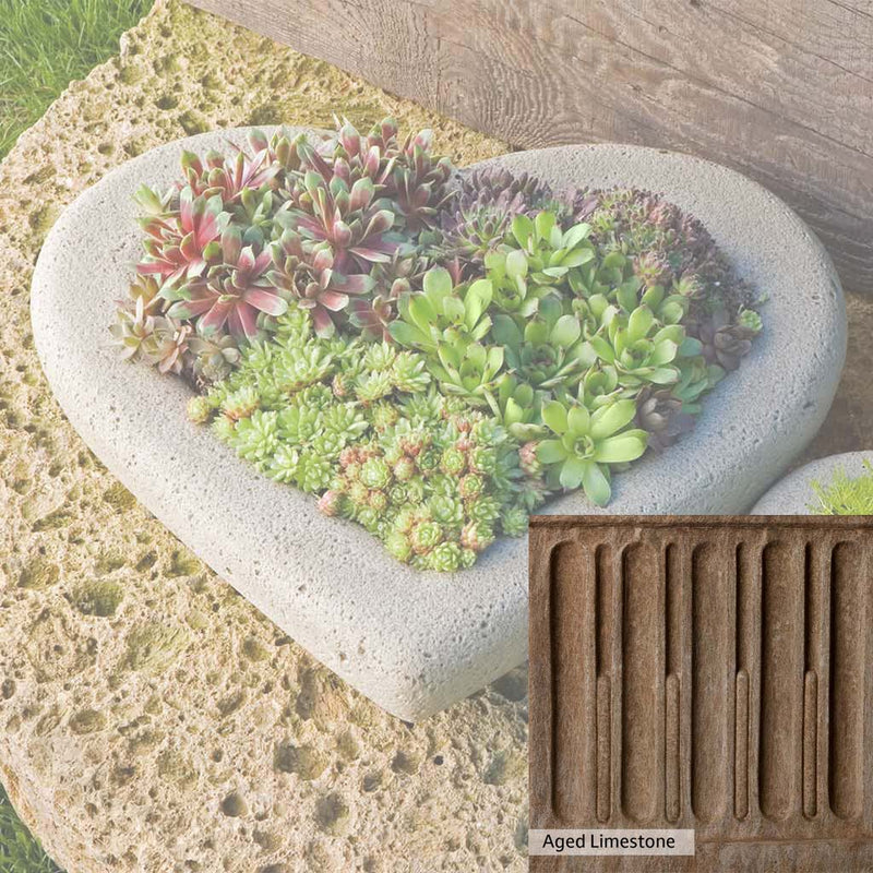 Aged Limestone Patina for the Campania International Large Heart Planter, brown, orange, and green for an old stone look.