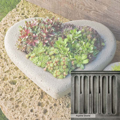 Alpine Stone Patina for the Campania International Large Heart Planter, a medium gray with a bit of green to define the details.
