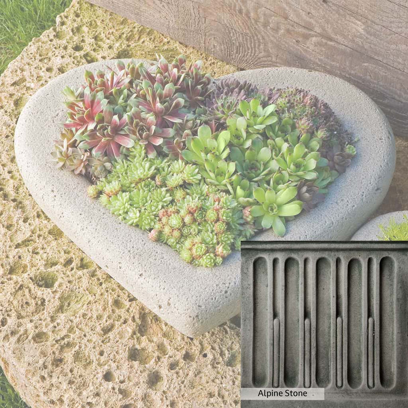 Alpine Stone Patina for the Campania International Large Heart Planter, a medium gray with a bit of green to define the details.