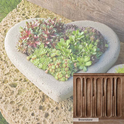 Brownstone Patina for the Campania International Large Heart Planter, brown blended with hints of red and yellow, works well in the garden.