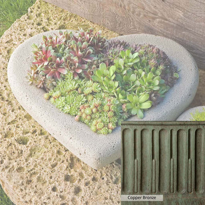 Copper Bronze Patina for theCampania International Large Heart Planter, blues and greens blended into the look of aged copper.