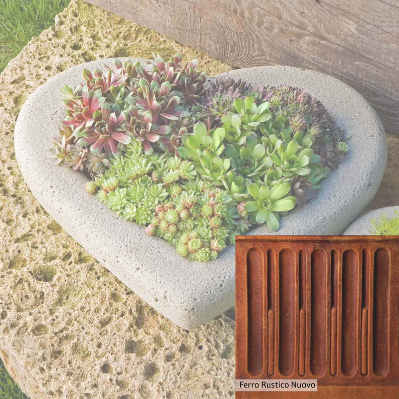 Ferro Rustico Nuovo Patina for the Campania International Large Heart Planter, red and orange blended in this striking color for the garden.
