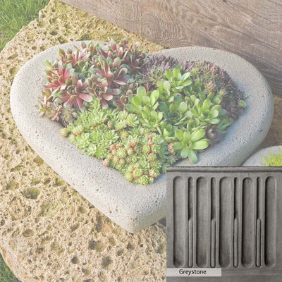 Greystone Patina for the Campania International Large Heart Planter , a classic gray, soft, and muted, blends nicely in the garden.