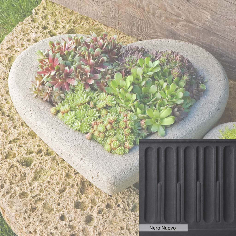 Nero Nuovo Patina for theCampania International Large Heart Planter, bold dramatic black patina for the garden.