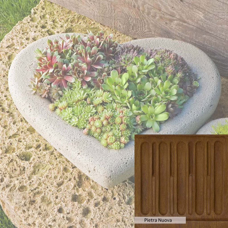 Pietra Nuova Patina for the Campania International Large Heart Planter, a rich brown blended with black and orange.