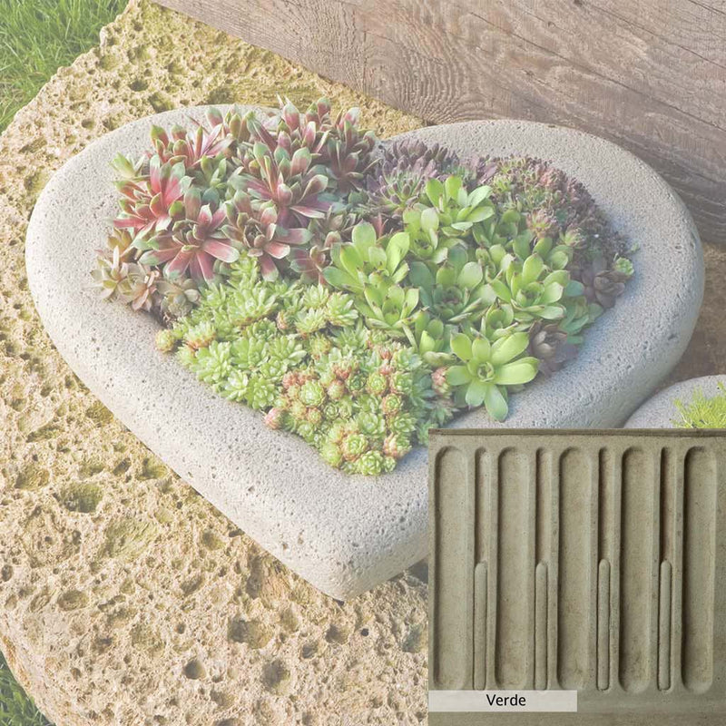 Verde Patina for the Campania International Large Heart Planter, green and gray come together in a soft tone blended into a soft green.