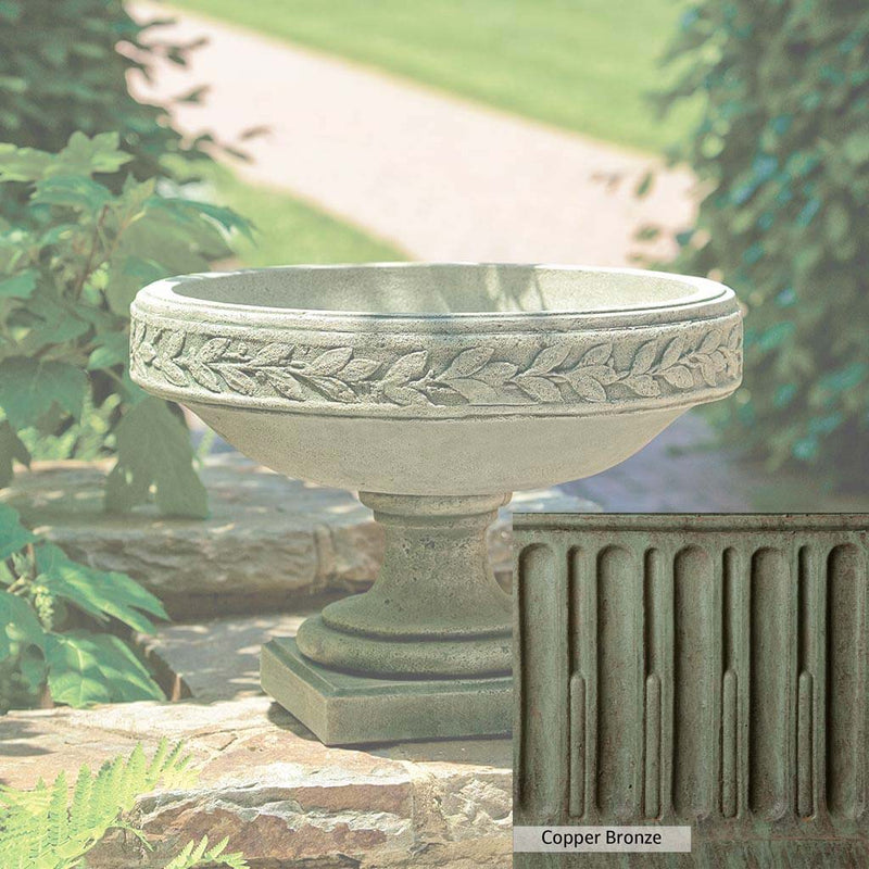 Copper Bronze Patina for theCampania International Longwood Laurel Banded Urn, blues and greens blended into the look of aged copper.