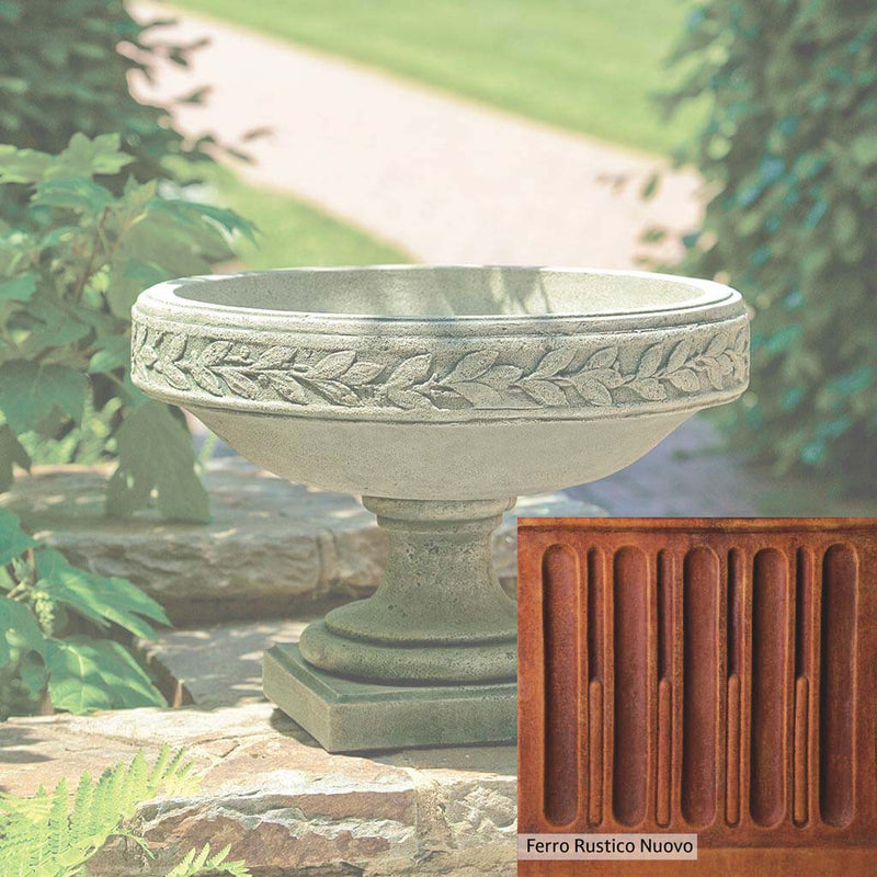 French Limestone Patina for the Campania International Longwood Laurel Banded Urn, old-world creamy white with ivory undertones.
