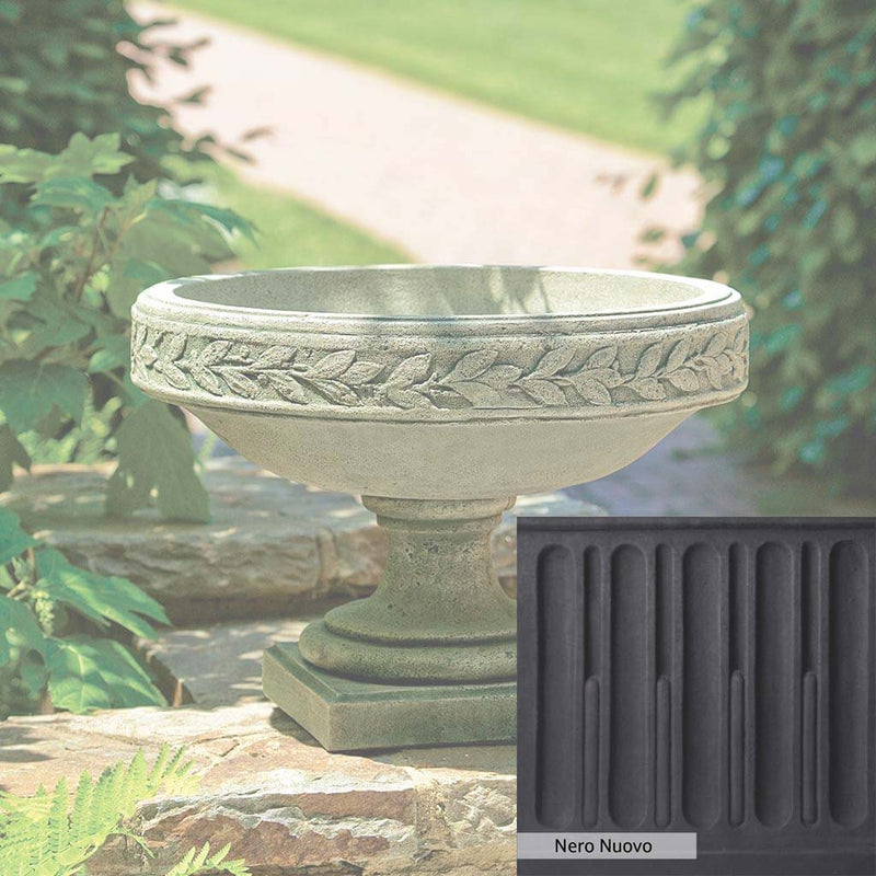 Nero Nuovo Patina for theCampania International Longwood Laurel Banded Urn, bold dramatic black patina for the garden.