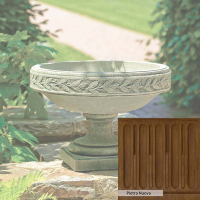 Pietra Nuova Patina for the Campania International Longwood Laurel Banded Urn, a rich brown blended with black and orange.