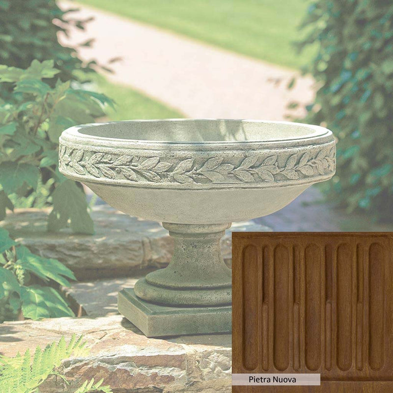 Pietra Nuova Patina for the Campania International Longwood Laurel Banded Urn, a rich brown blended with black and orange.