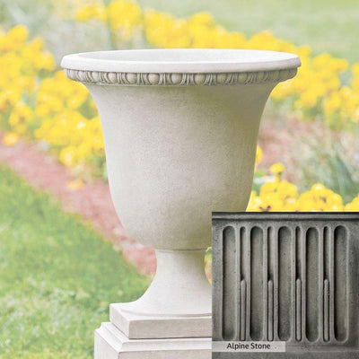 Alpine Stone Patina for the Campania International Williamsburg Egg and Dart Urn, a medium gray with a bit of green to define the details.