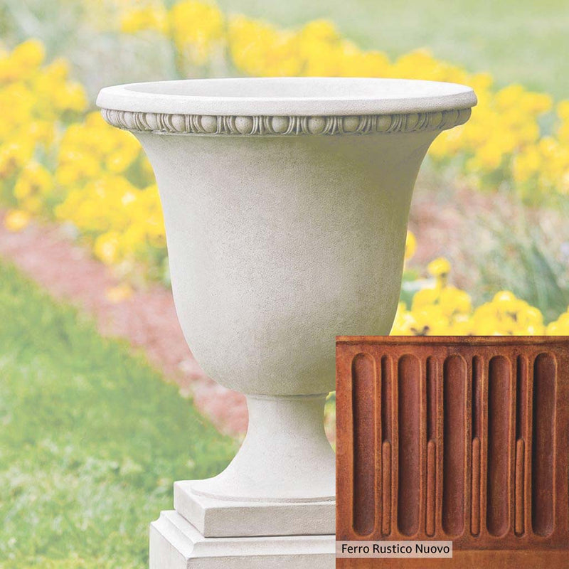 French Limestone Patina for the Campania International Williamsburg Egg and Dart Urn, old-world creamy white with ivory undertones.