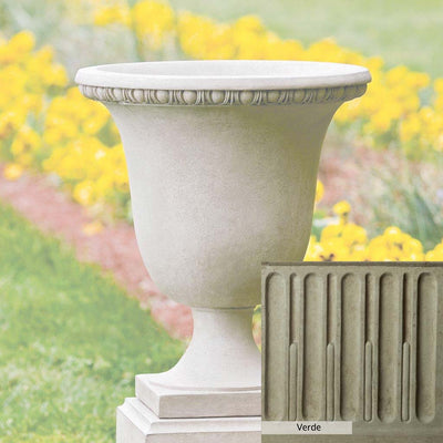 Verde Patina for the Campania International Williamsburg Egg and Dart Urn, green and gray come together in a soft tone blended into a soft green.