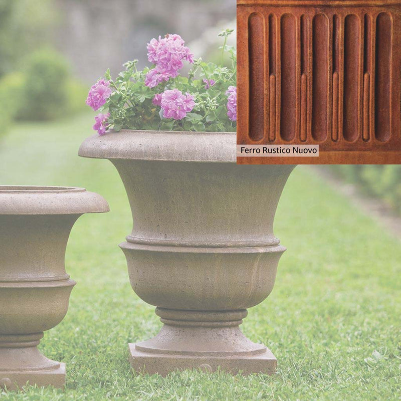 French Limestone Patina for the Campania International Williamsburg Wren Large Planter, old-world creamy white with ivory undertones.