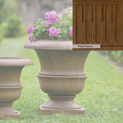 Pietra Nuova Patina for the Campania International Williamsburg Wren Large Planter, a rich brown blended with black and orange.