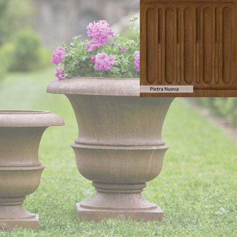 Pietra Nuova Patina for the Campania International Williamsburg Wren Large Planter, a rich brown blended with black and orange.