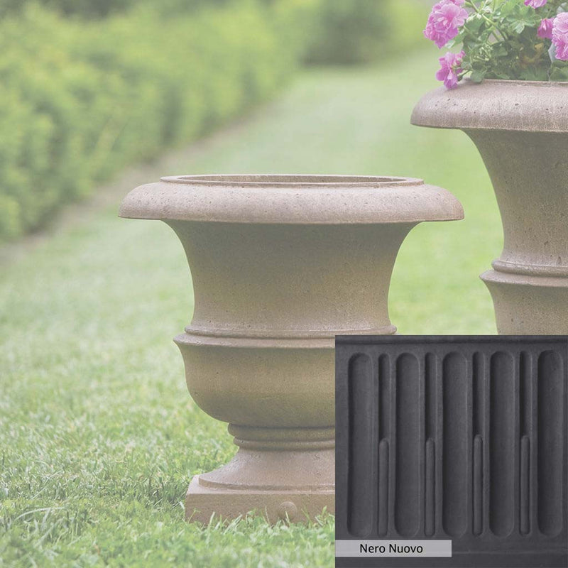 Nero Nuovo Patina for theCampania International Williamsburg Wren Small Planter, bold dramatic black patina for the garden.