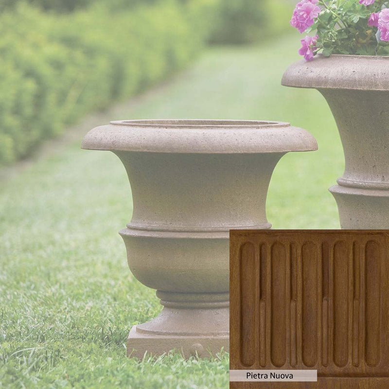 Pietra Nuova Patina for the Campania International Williamsburg Wren Small Planter, a rich brown blended with black and orange.