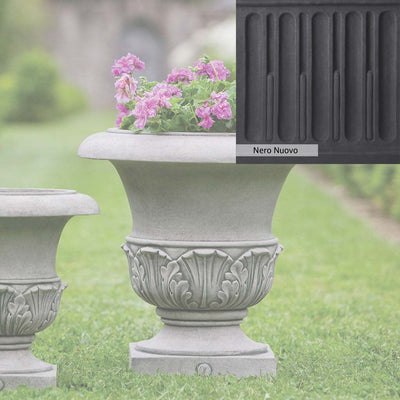 Nero Nuovo Patina for theCampania International Williamsburg Acanthus Large Planter, bold dramatic black patina for the garden.