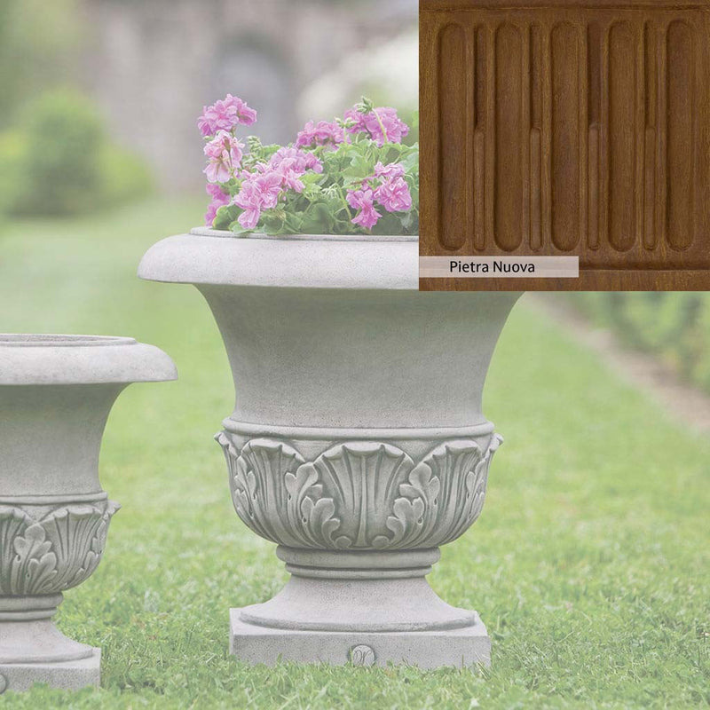 Pietra Nuova Patina for the Campania International Williamsburg Acanthus Large Planter, a rich brown blended with black and orange.