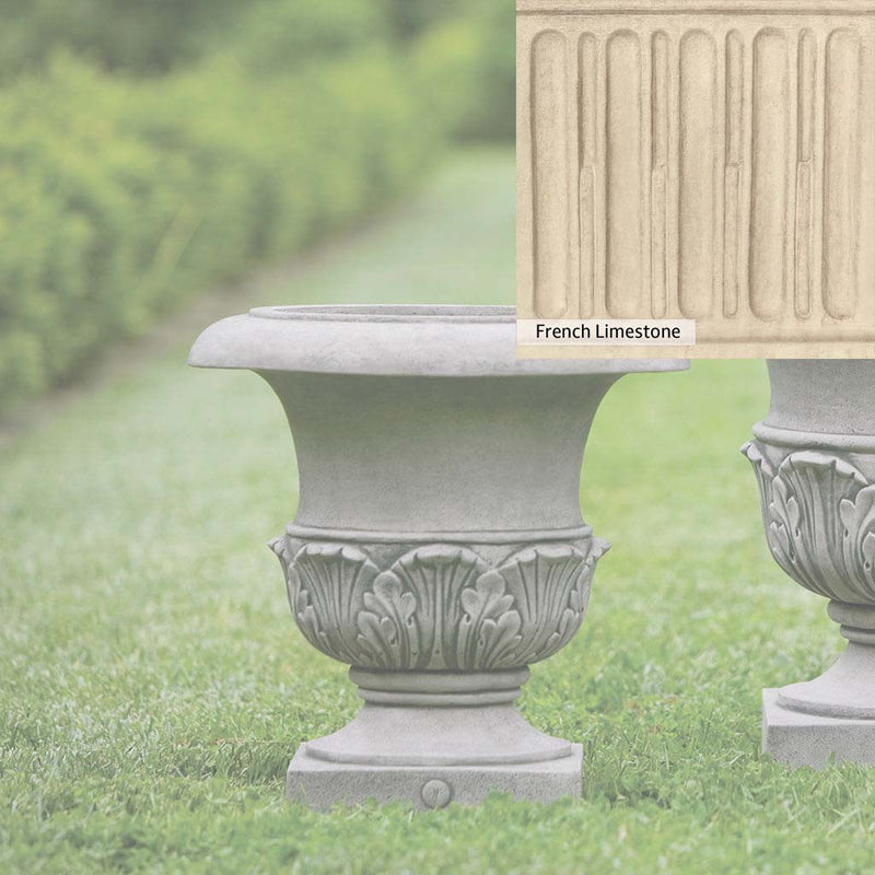Ferro Rustico Nuovo Patina for the Campania International Williamsburg Acanthus Small Planter, red and orange blended in this striking color for the garden.