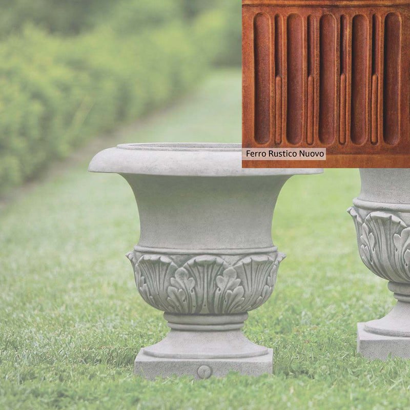 French Limestone Patina for the Campania International Williamsburg Acanthus Small Planter, old-world creamy white with ivory undertones.