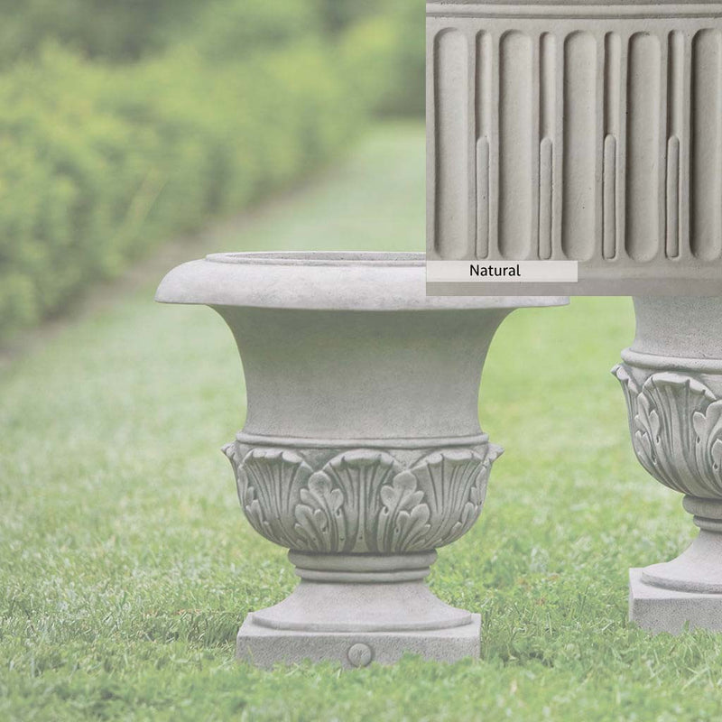 Natural Patina for theCampania International Williamsburg Acanthus Small Planter is unstained cast stone, the brightest and whitest finish that will age.