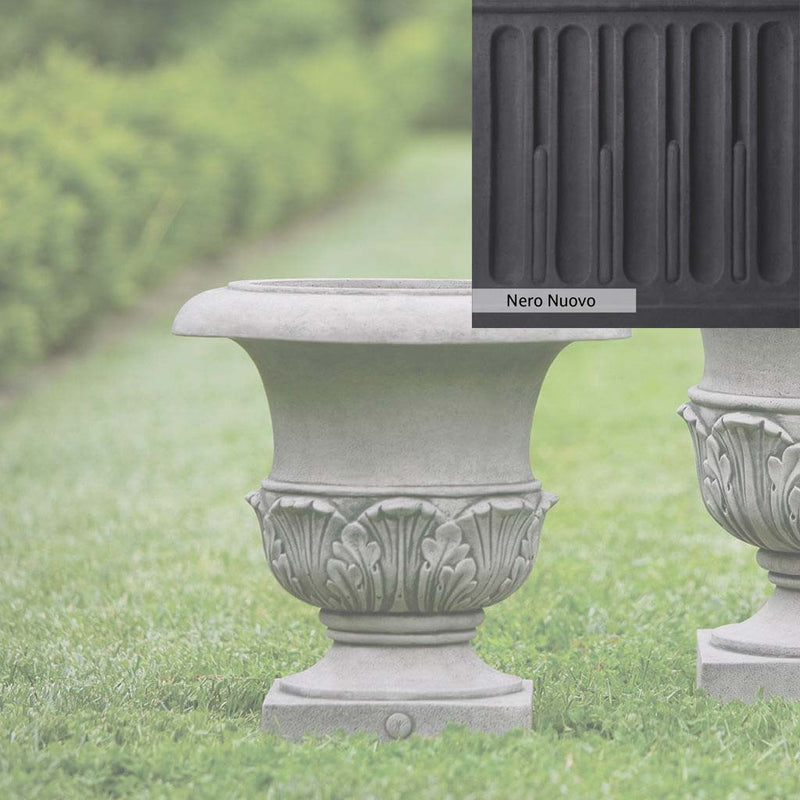 Nero Nuovo Patina for theCampania International Williamsburg Acanthus Small Planter, bold dramatic black patina for the garden.
