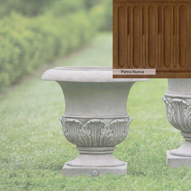 Pietra Nuova Patina for the Campania International Williamsburg Acanthus Small Planter, a rich brown blended with black and orange.