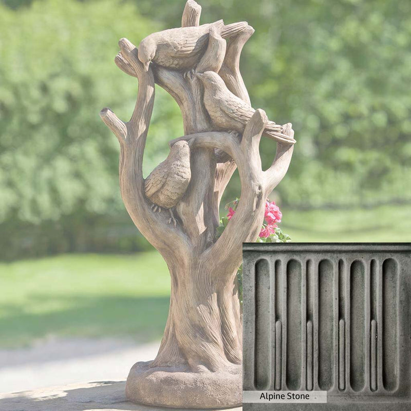 Alpine Stone Patina for the Campania International Morning Gossip Planter, a medium gray with a bit of green to define the details.