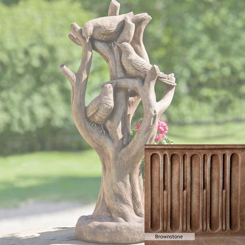 Brownstone Patina for the Campania International Morning Gossip Planter, brown blended with hints of red and yellow, works well in the garden.