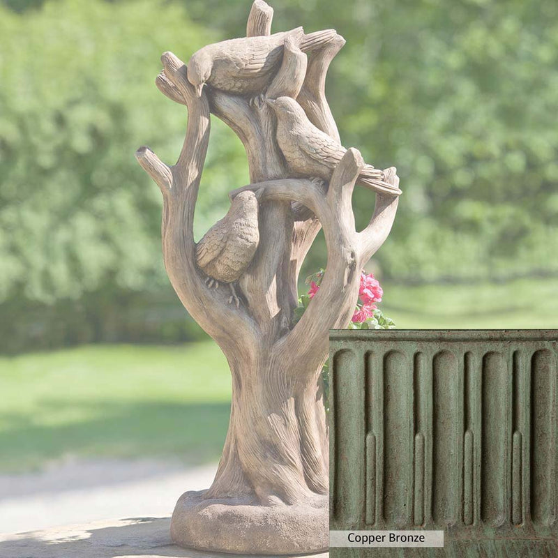 Copper Bronze Patina for theCampania International Morning Gossip Planter, blues and greens blended into the look of aged copper.