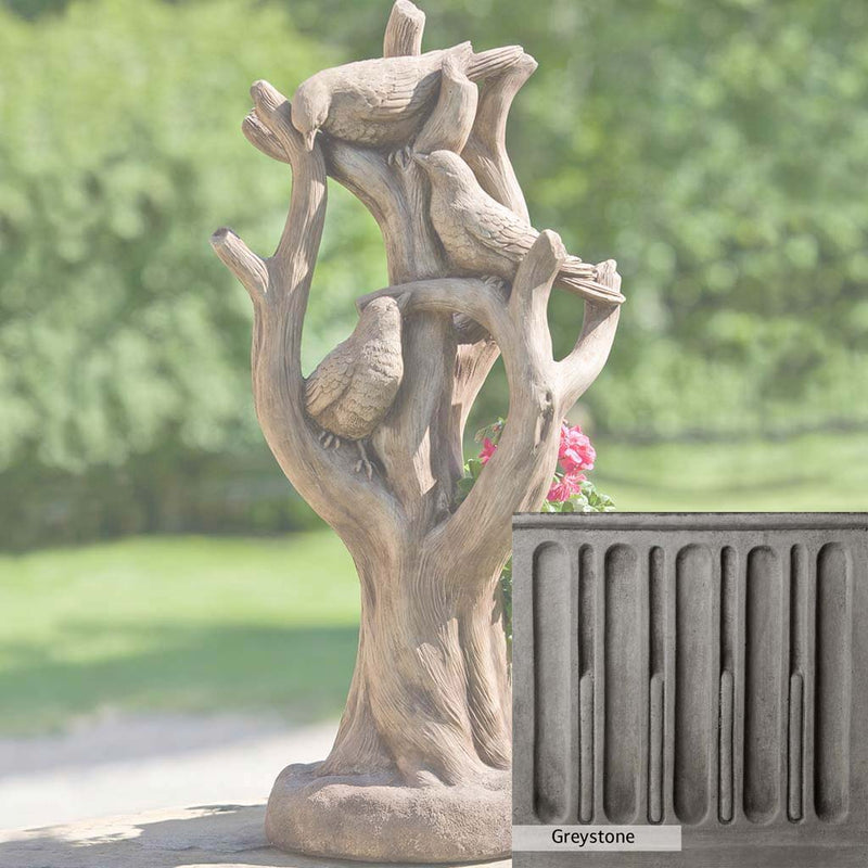 Greystone Patina for the Campania International Morning Gossip Planter , a classic gray, soft, and muted, blends nicely in the garden.