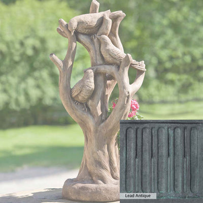The Lead Antique Patina for the Campania International Morning Gossip Planter, aged blue and grey layered to give the look of a classic antique lead patina.