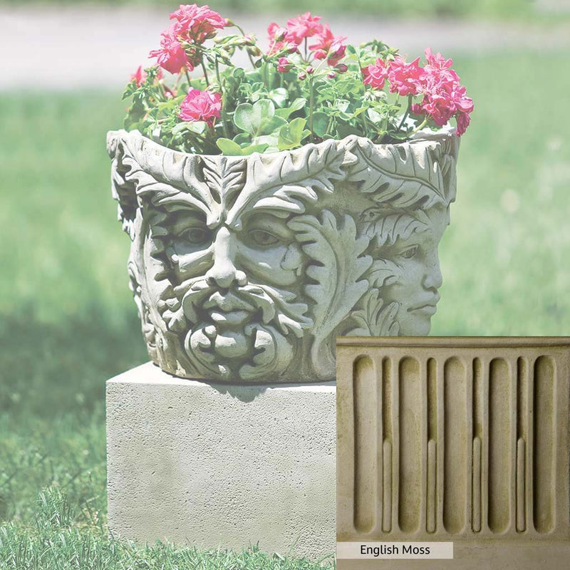 English Moss Patina for the Campania International Sylvan Planter, green blended into a soft pallet with a light undertone of gray.