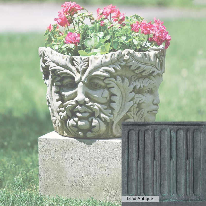 The Lead Antique Patina for the Campania International Sylvan Planter, aged blue and grey layered to give the look of a classic antique lead patina.