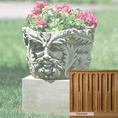 Travertine Patina for the Campania International Sylvan Planter, soft yellows, oranges, and brown for an old-word garden.