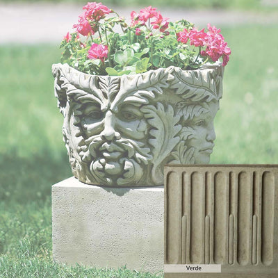 Verde Patina for the Campania International Sylvan Planter, green and gray come together in a soft tone blended into a soft green.