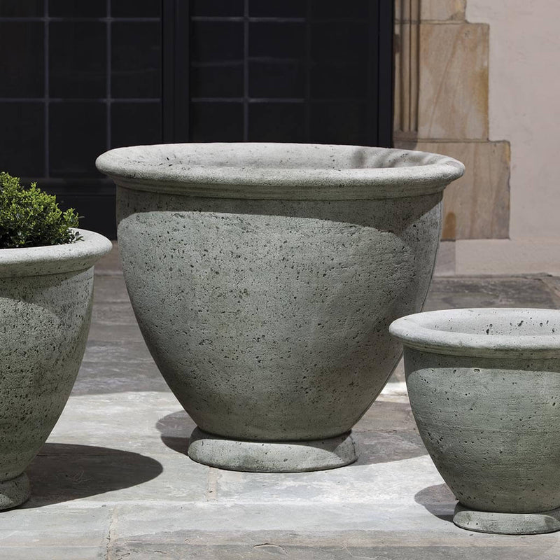 Campania International Large Berkeley Planter is shown in the Alpine Stone Patina. Made from cast stone.