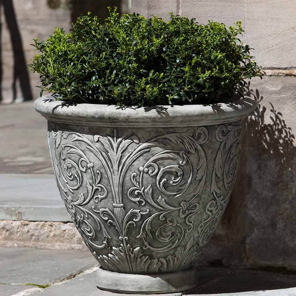 grey ceramic outdoor plant pots Campania International Arabesque Planter (Small)