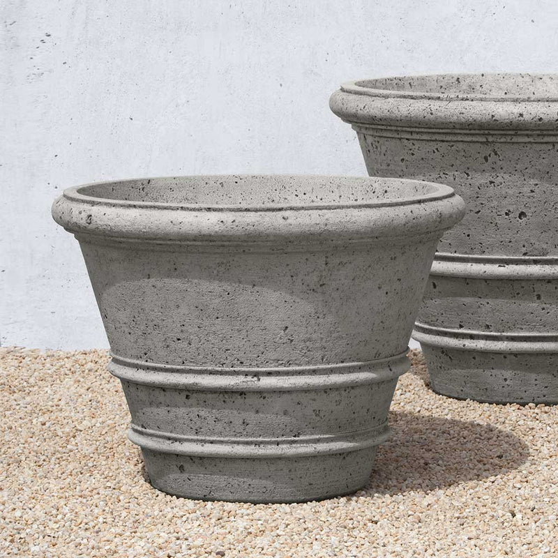 Campania International Rustic Rolled Rim 31.5 inch is shown in the Alpine Stone Patina. Made from cast stone.