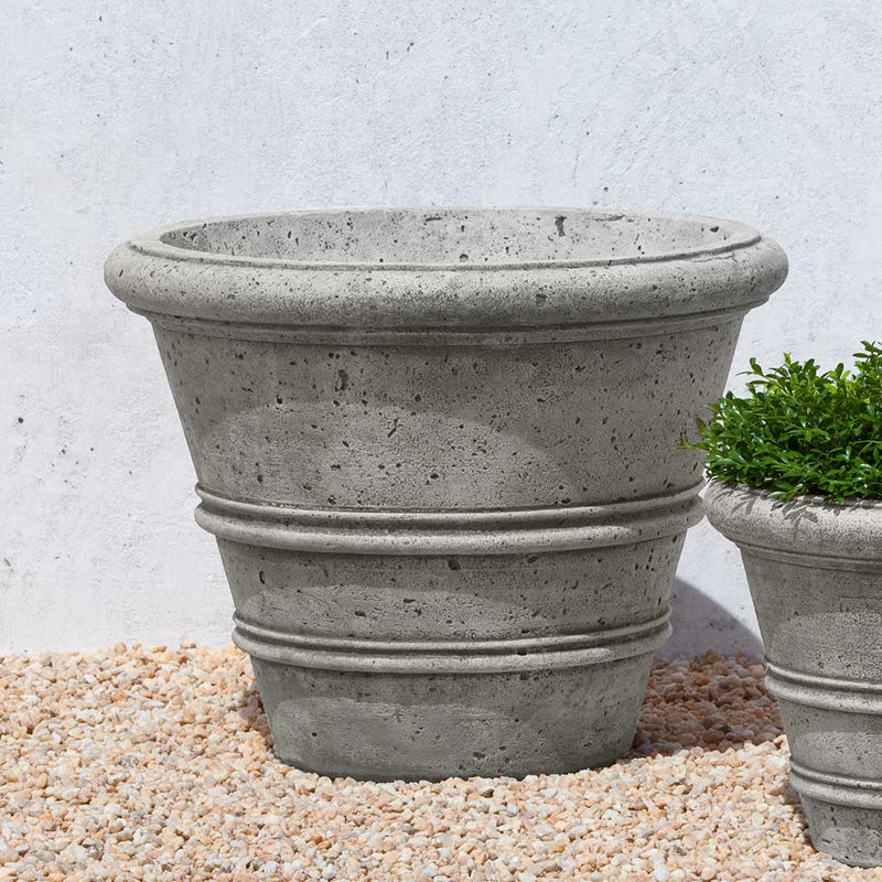 Campania International Rustic Rolled Rim 20.75 inch is shown in the Alpine Stone Patina. Made from cast stone.