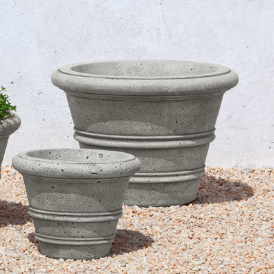 Campania International Rustic Rolled Rim 18.25 inch is shown in the Alpine Stone Patina. Made from cast stone.