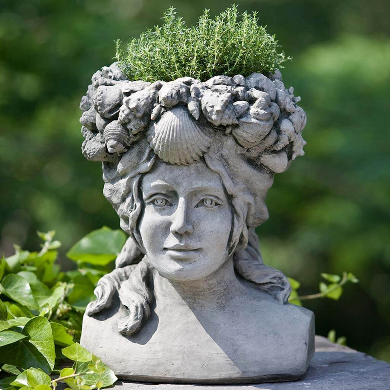Campania International Williamsburg Orabelle Planter is shown in the Alpine Stone Patina. Made from cast stone.