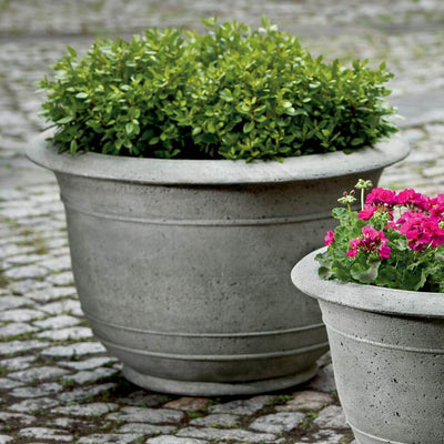 Campania International Padova Large Planter is shown in the Alpine Stone Patina. Made from cast stone.