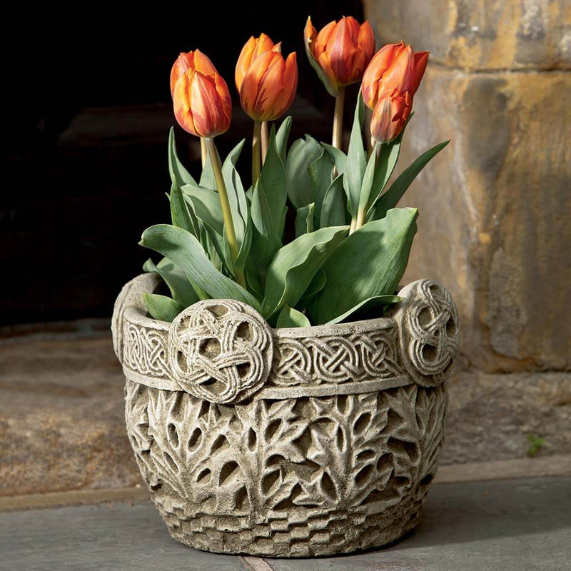 Campania International Garth Planter is shown in the Alpine Stone Patina. Made from cast stone.