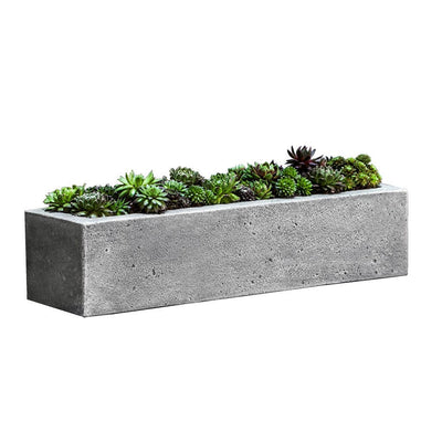 Campania International Basic Element Planter is shown in the Alpine Stone Patina. Made from cast stone.