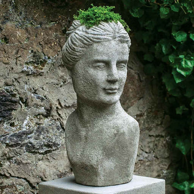 Campania International Venus is shown in the Greystone Patina. Made from cast stone.