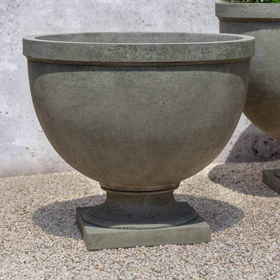 Campania International Huntington Small Urn is shown in the Alpine Stone Patina. Made from cast stone.